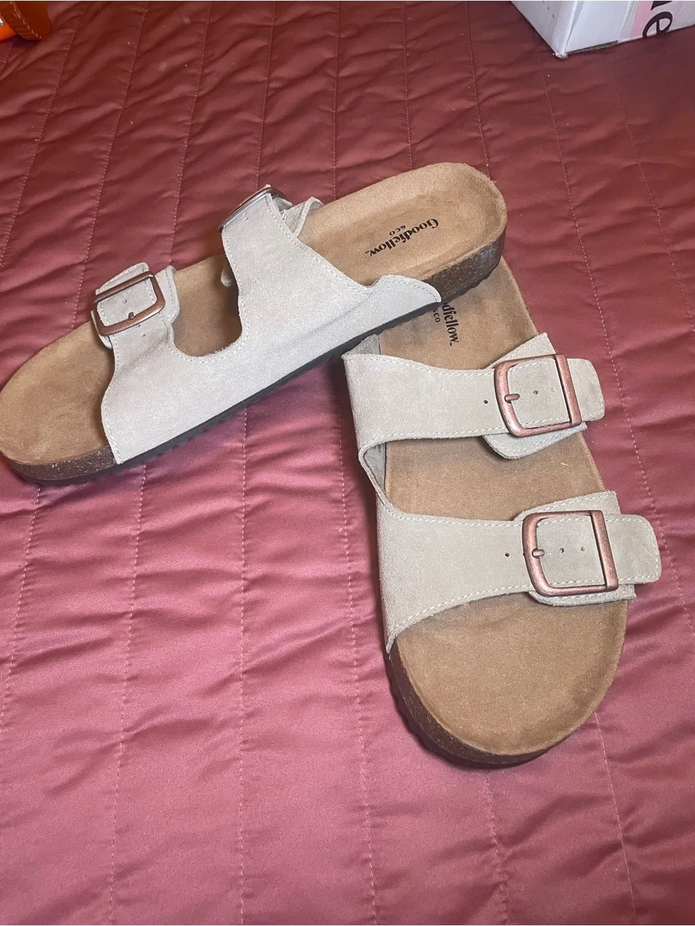Men's Saul Suede Two Band Sandals - Goodfellow & Co™ Taupe 9 - Picture 3 of 5